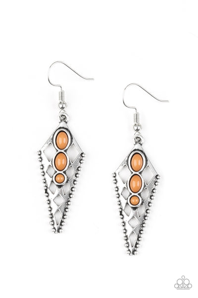 Terra Territory - Brown Paparazzi Earrings