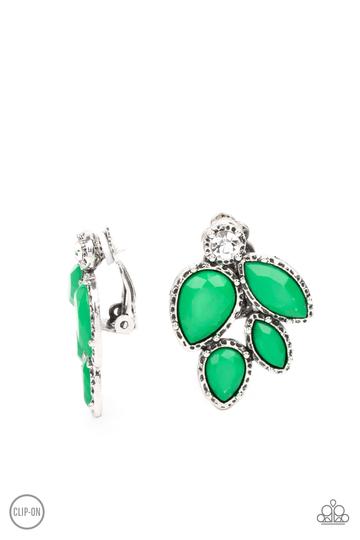 Fancy Foliage - Green Paparazzi Clip On Earrings