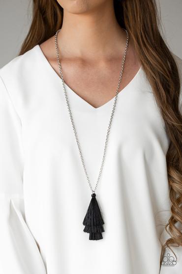 Triple The Tassel Black Necklace Paparazzi Accessories