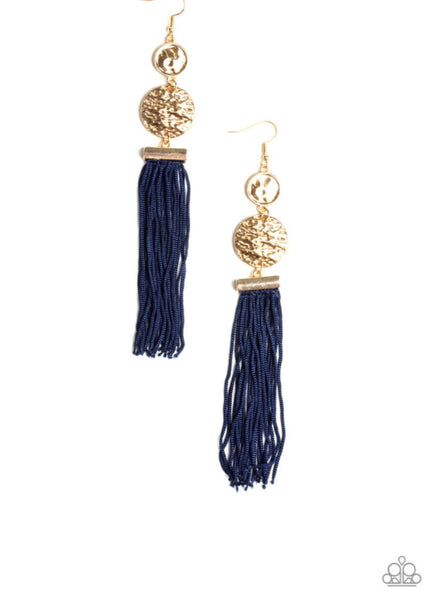 Paparazzi Accessories - Lotus Gardens - Blue & Gold Paparazzi Earrings