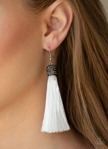Make room for Plume White Paparazzi Earrings