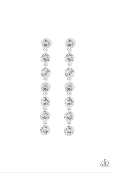 Dazzlibg Debonair White Post Paparazzi Earrings - sofancyjewels