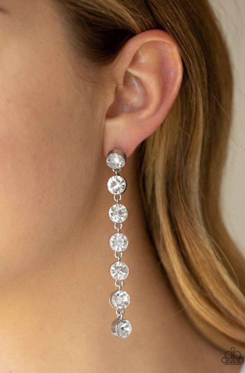 Dazzlibg Debonair White Post Paparazzi Earrings - sofancyjewels