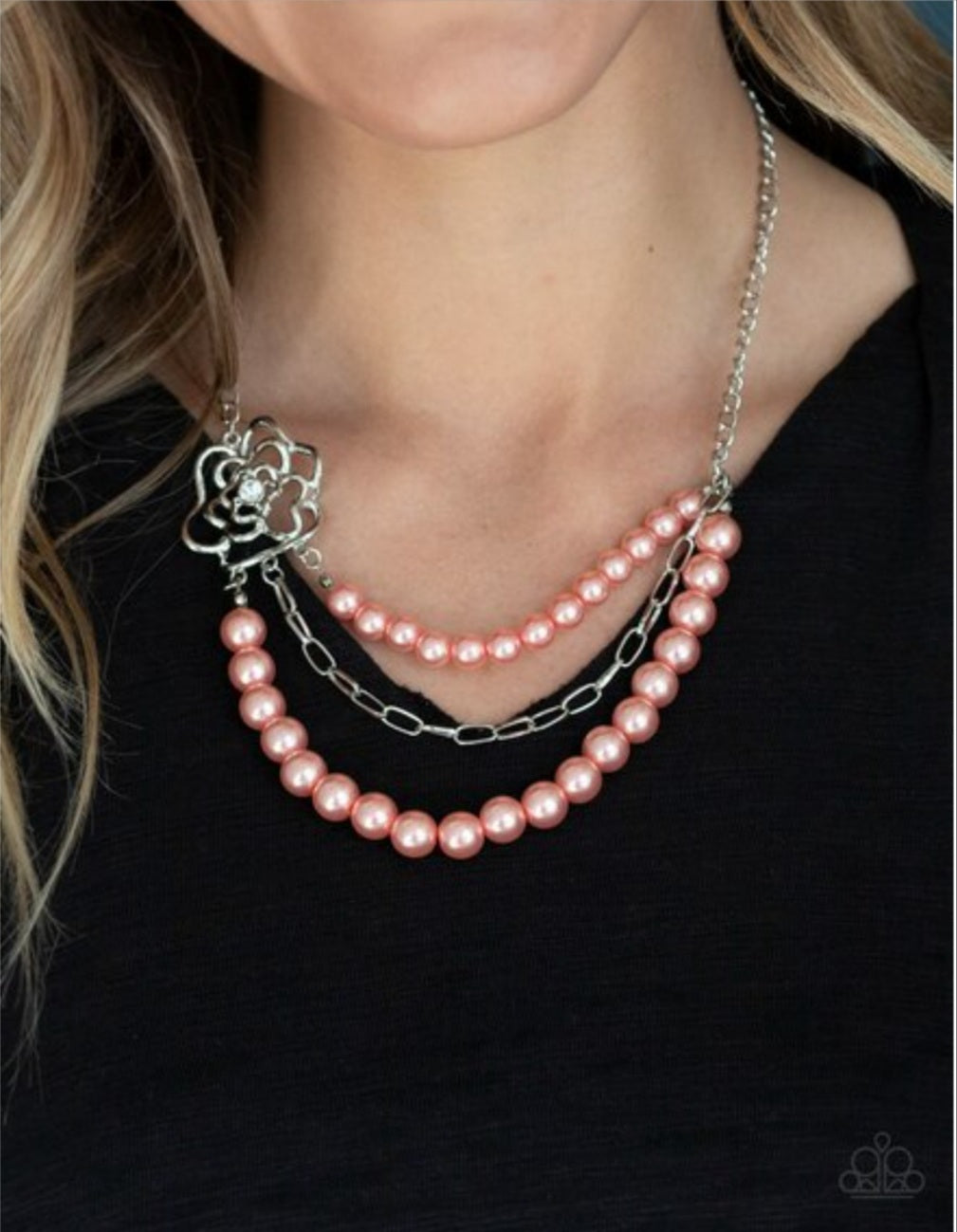 Fabulously floral orange paparazzi necklace