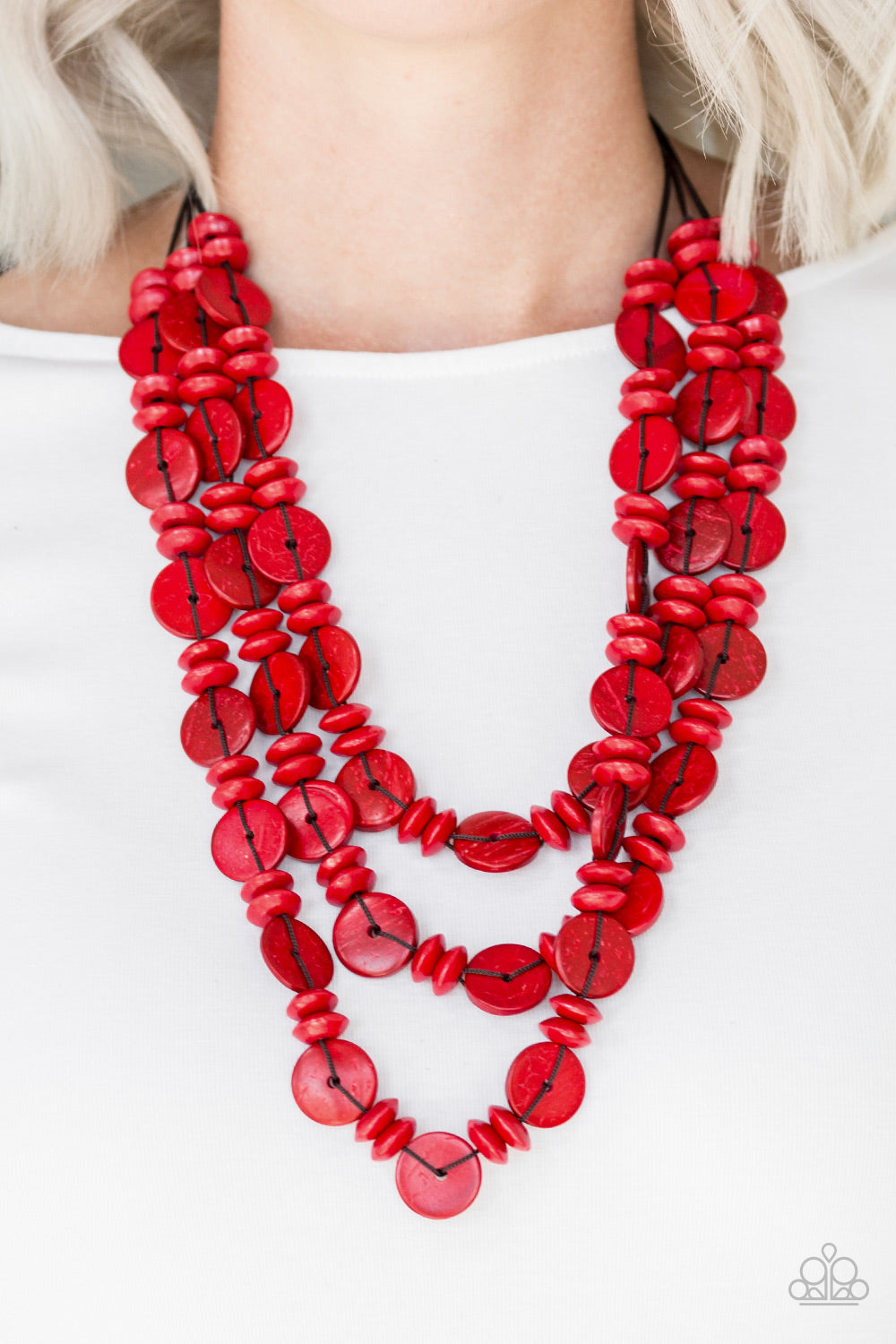 Barbados Bopper - Red Paparazzi Wood Necklace