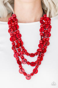 Barbados Bopper - Red Paparazzi Wood Necklace