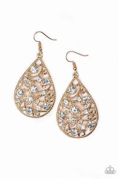 Certainly Courtier - Gold Paparazzi Earrings - sofancyjewels