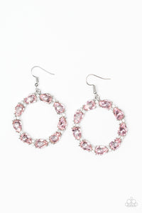 Ring Around The Rhinestones - Pink Paparazzi Earrings