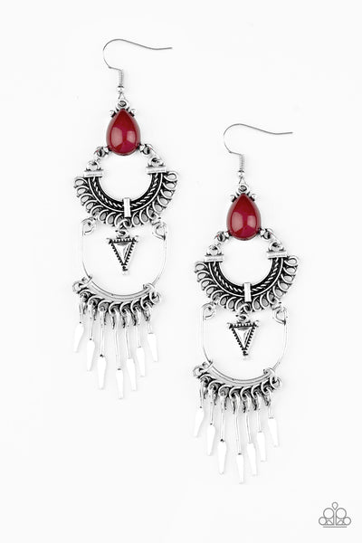 Progressively Pioneer - Red Paparazzi Earrings