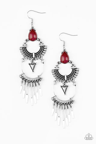 Progressively Pioneer - Red Paparazzi Earrings