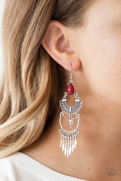 Progressively Pioneer - Red Paparazzi Earrings