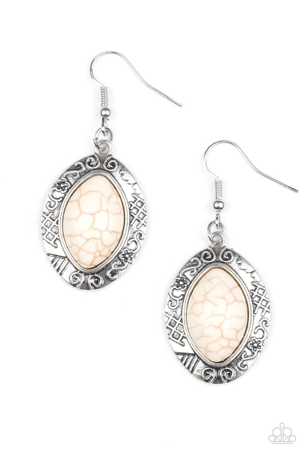 Desert Harvest - White Paparazzi Earrings - sofancyjewels