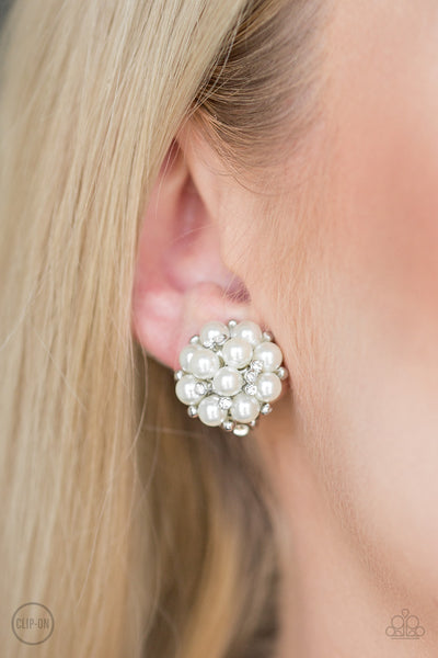 Par Pearl - White Clip-On Paparazzi Earrings
