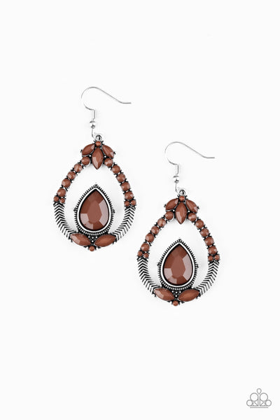 Vogue Voyager - Brown Paparazzi Earrings