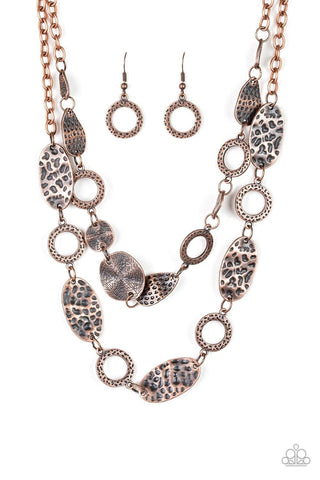 Trippin On Texture - Copper Paparazzi Necklace - sofancyjewels