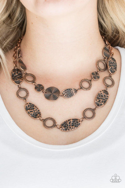 Trippin On Texture - Copper Paparazzi Necklace - sofancyjewels