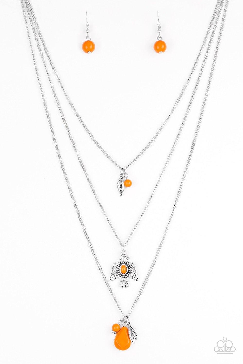 Soar With The Eagles - Orange Paparazzi Necklace - sofancyjewels