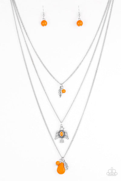 Soar With The Eagles - Orange Paparazzi Necklace - sofancyjewels