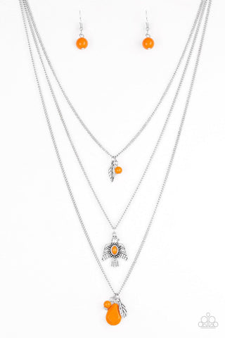 Soar With The Eagles - Orange Paparazzi Necklace - sofancyjewels