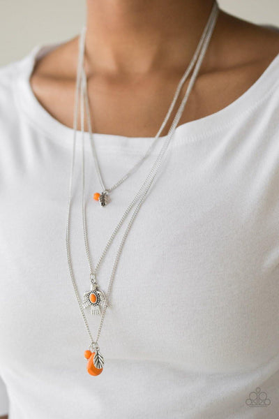 Soar With The Eagles - Orange Paparazzi Necklace - sofancyjewels