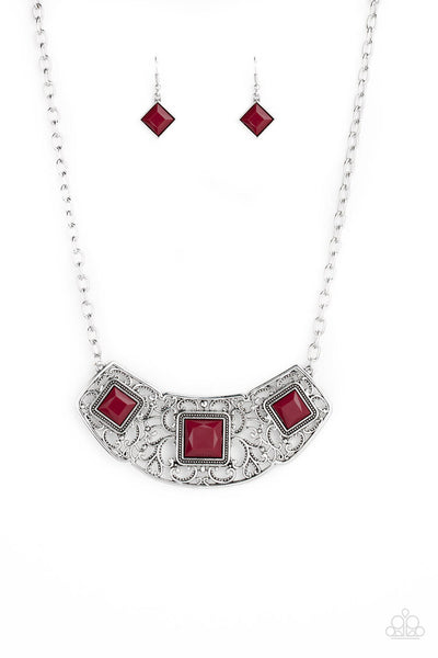 FEELING INDE-PENDANT - RED PAPARAZZI NECKLACE