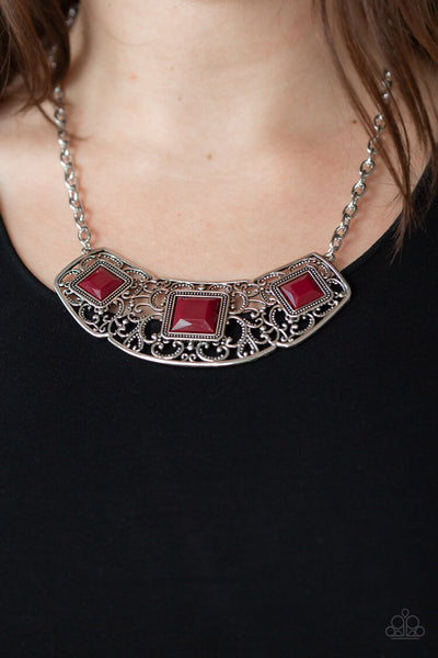 FEELING INDE-PENDANT - RED PAPARAZZI NECKLACE