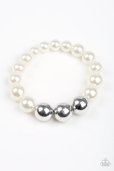 All Dressed UPTOWN - White Paparazzi Bracelet