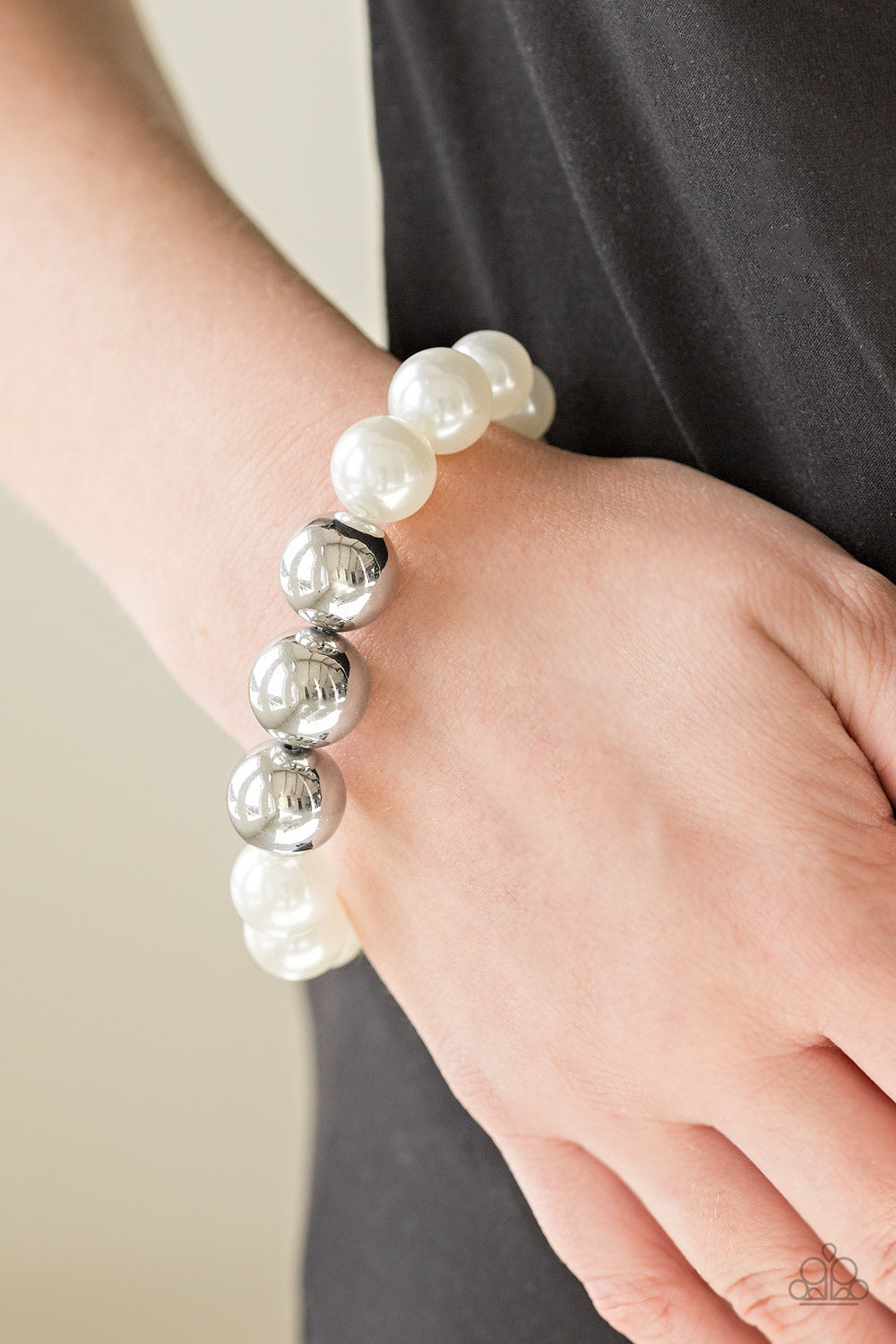 All Dressed UPTOWN - White Paparazzi Bracelet