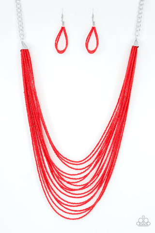 Peacefully Pacific - Red Paparazzi Necklace