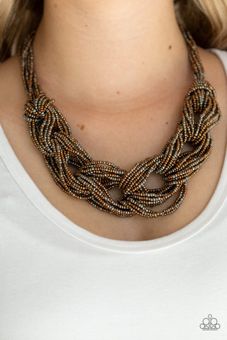 City Catwalk - Copper Paparazzi Seedbead Necklace