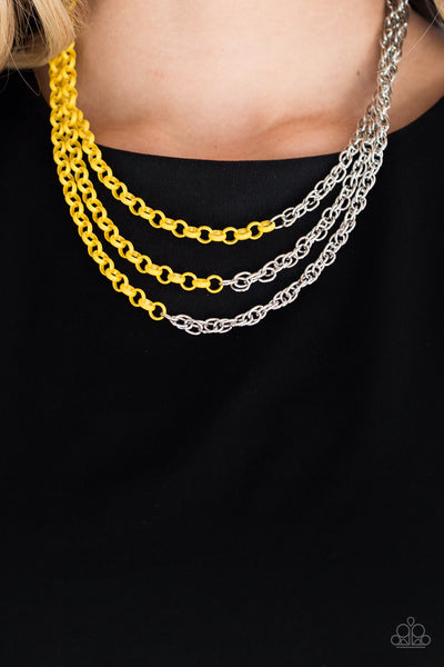 Turn Up The Volume - Yellow Paparazzi Necklace