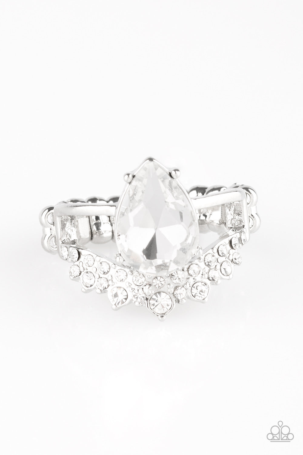 If The Crown Fits - White Paparazzi Ring