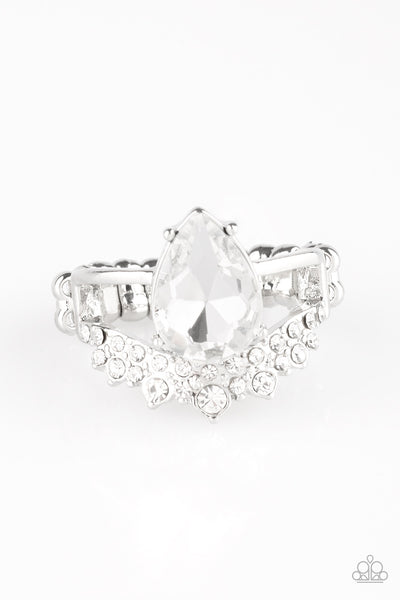 If The Crown Fits - White Paparazzi Ring