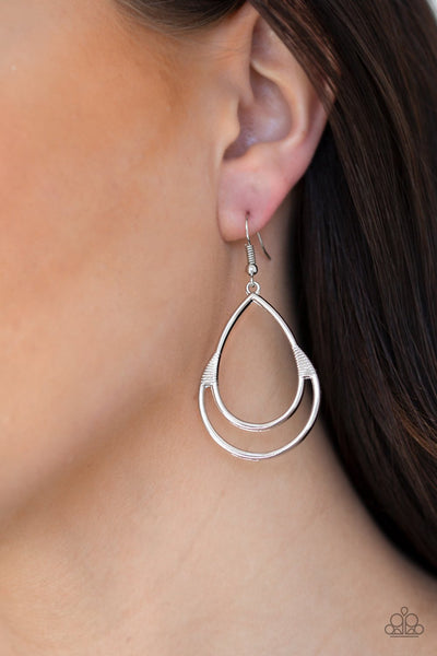 Simple Glisten - Silver Paparazzi Earrings