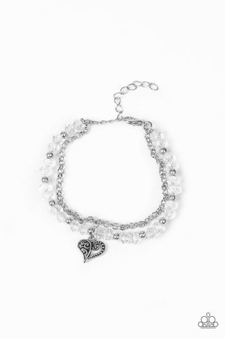 Rare Romance - White Paparazzi Heart Charmed bracelet - sofancyjewels