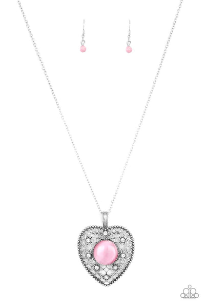 One Heart - Pink Paparazzi Necklace - sofancyjewels