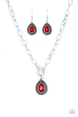 Sheen Queen - Red and Silver Paparazzi Necklace