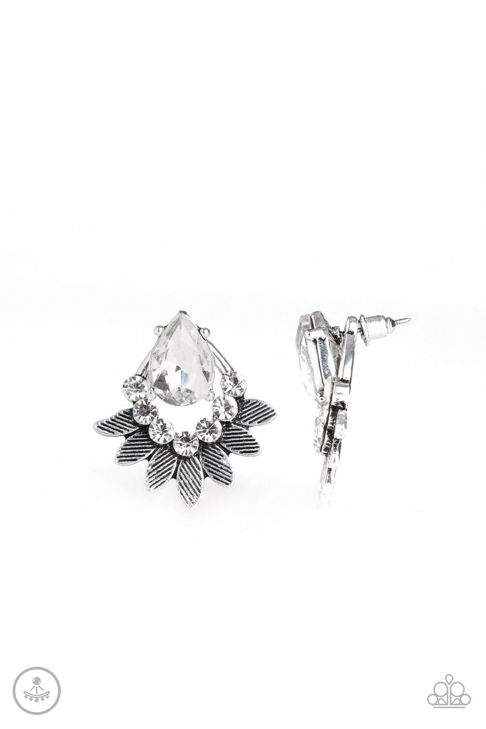 Crystal Canopy - White Paparazzi Earrings - sofancyjewels