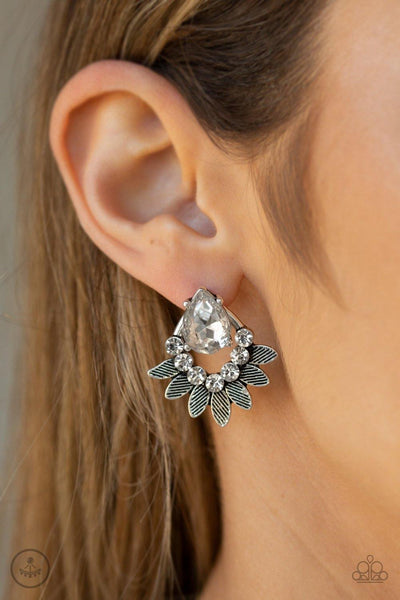 Crystal Canopy - White Paparazzi Earrings - sofancyjewels