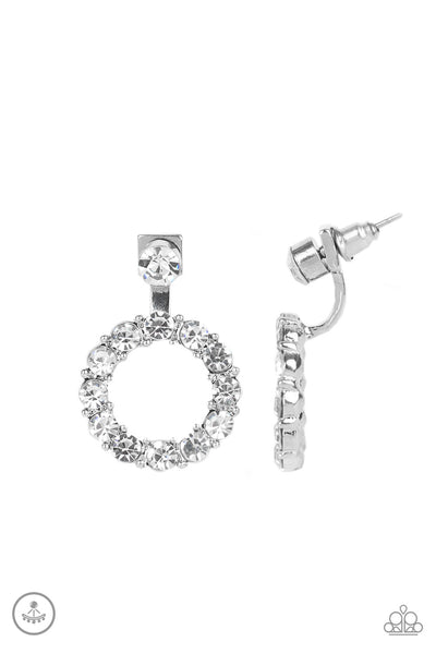 Diamond Halo - White Paparazzi Earrings