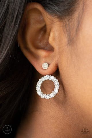 Diamond Halo - White Paparazzi Earrings