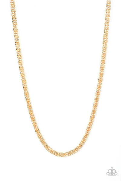 Go Down Fighting - Gold Paparazzi Urban Necklace