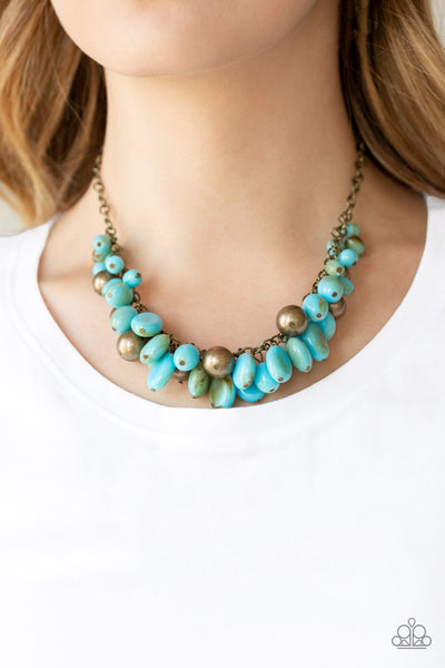 Full Out Fringe - Blue Paparazzi Necklace