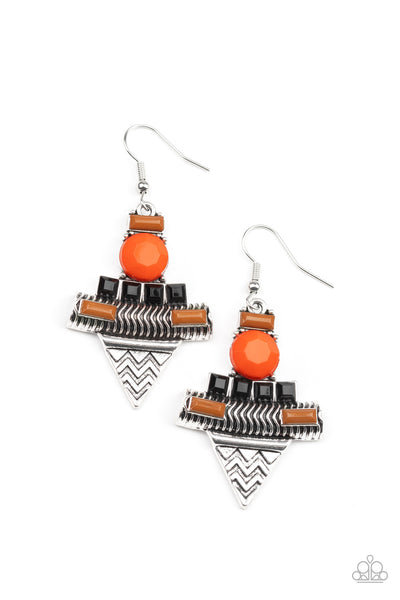 Tribal Terrain - Orange Paparazzi Earrings