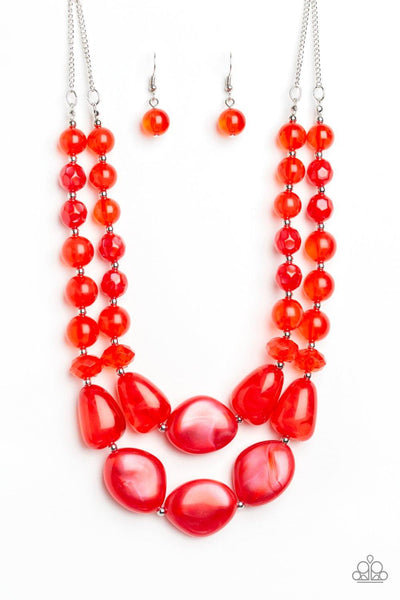 Beach Glam - Red Paparazzi Necklace - sofancyjewels