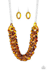 Comin In HAUTE - Brown Paparazzi Acrylic Necklace - sofancyjewels