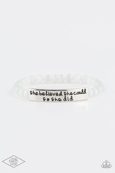 So She Did - White Paparazzi Bracelet