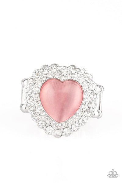 Lovely Luster - Pink Paparazzi Heart Ring - sofancyjewels