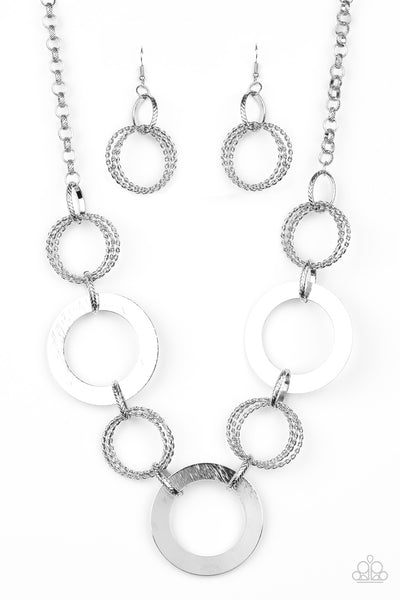 Ringed in Radiance - Silver Paparazzi Necklace