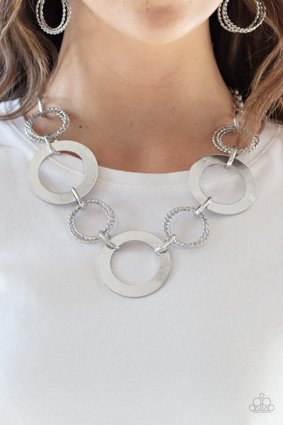 Ringed in Radiance - Silver Paparazzi Necklace